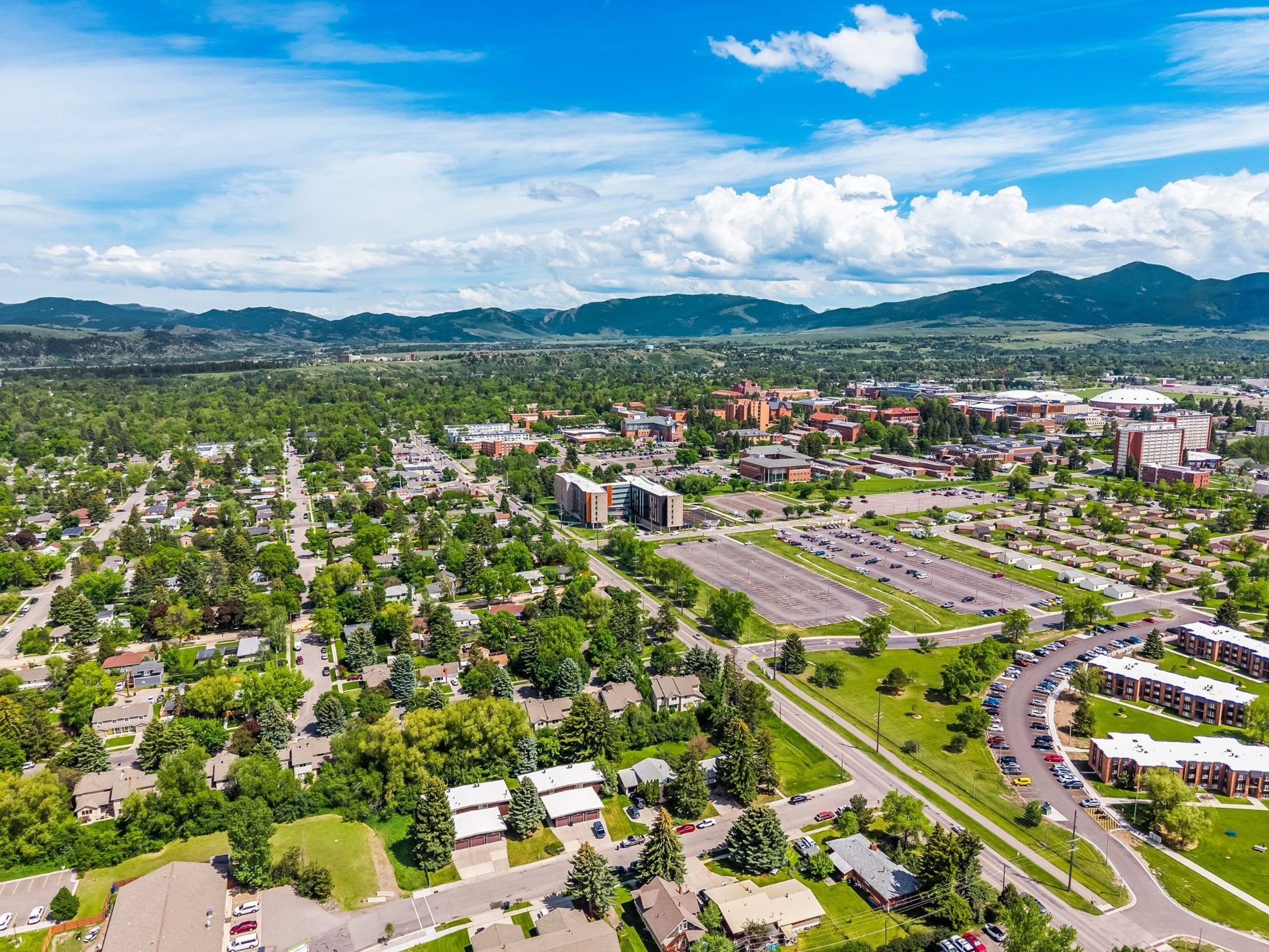 Aerial view of Bozeman, Montana